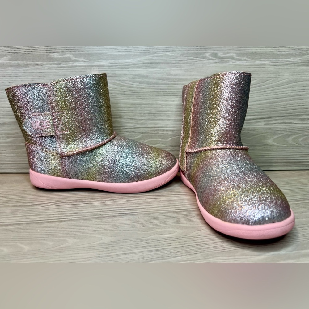 UGG US 8 EU 25 Metallic Rainbow CLASSIC II GLITTER BOOTS Lined Easy Entry